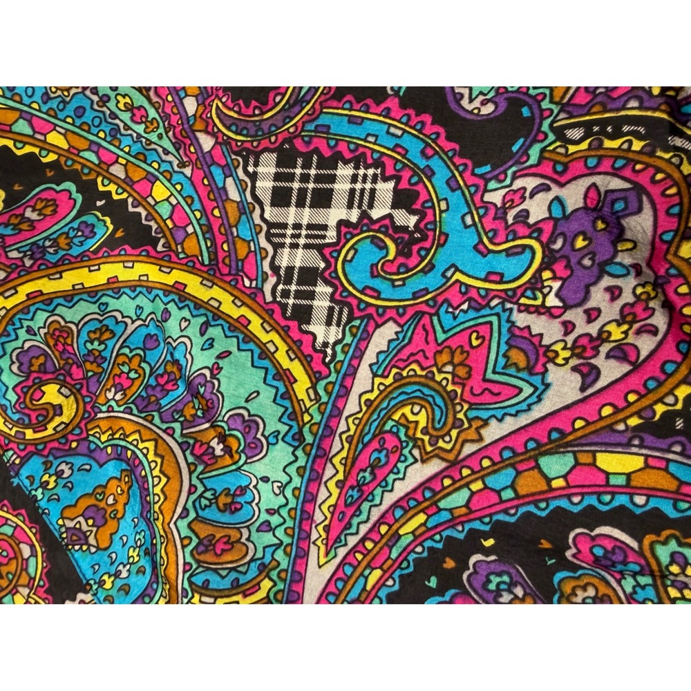 Casual Isle Reversible Windbreaker Jacket Black Multi Paisley Pockets Vintage Sm - Picture 8 of 8